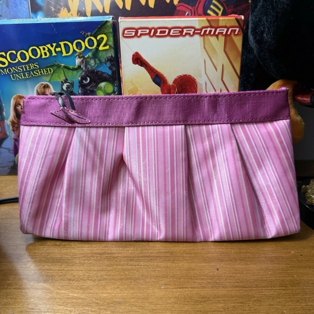 Y2K Pink Purple Striped Clutch Bag Purse McBling Barbiecore 2000s Vintage Party
